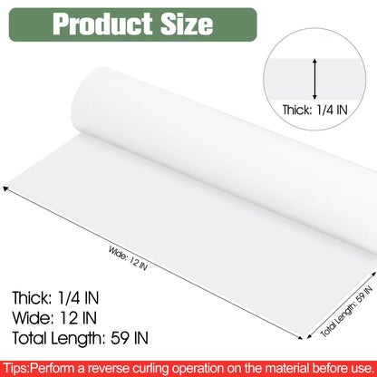 ToLanbbt Self Adhesive EVA Foam Roll - 1/4” Thick, 12” x 59” White Closed Cell EVA Foam Sheets, Weatherproof Soundproof Padding for Automotive, Cabinet, Furniture, Crafts, DIY