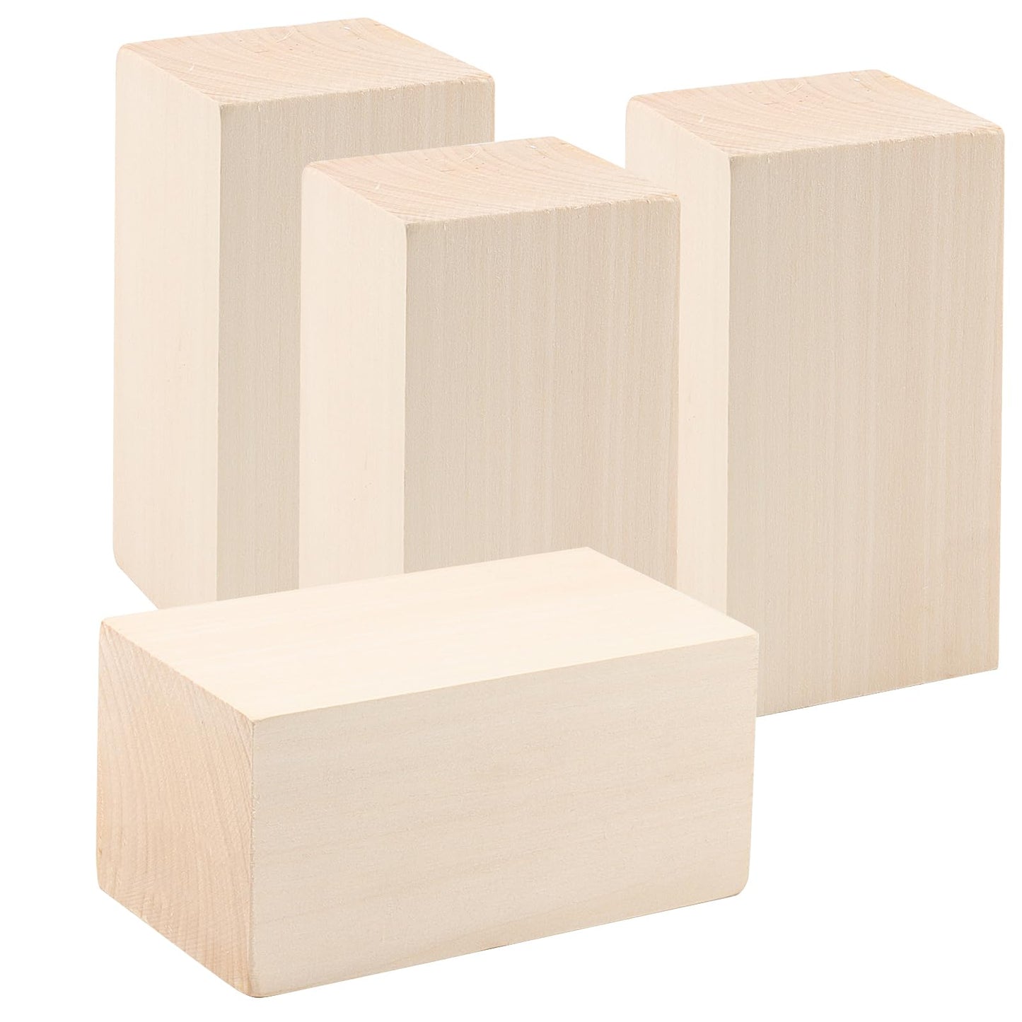 MUKCHAP 4 PCS 6 x 3 x 3 Inch Basswood Carving Blocks, Whittling Wood Blocks, Unfinished Basswood Carving Blocks for Beginners, DIY Crafting, Sculpture Artist