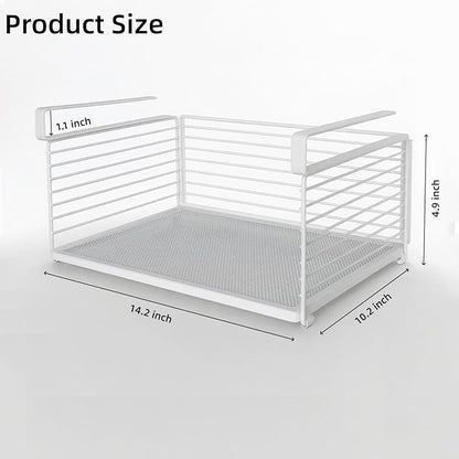 Under Shelf Storage Basket, Metal Wire Slide -in Under Cabinet Organizer