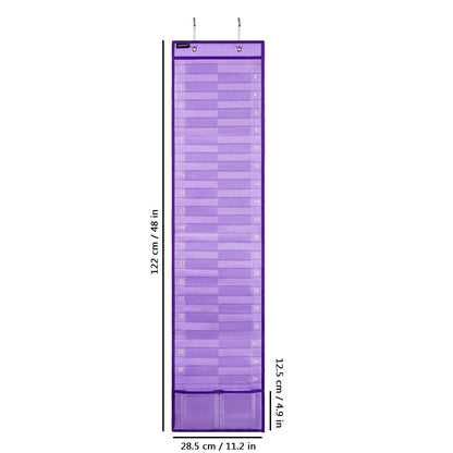 ANZORG Hanging Pencil Holder Classroom Pencil Parking Pocket Chart Numbered Pencil Dispenser Organizer as Back to School Essentials (2 Pack-Purple)