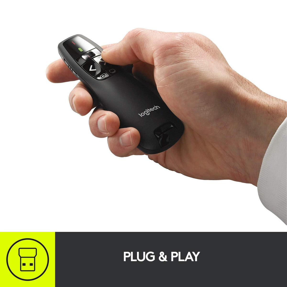 Logitech Wireless Presenter R400, USB-A PowerPoint Clicker with Laser Pointer, Wireless Presentation Clicker Remote