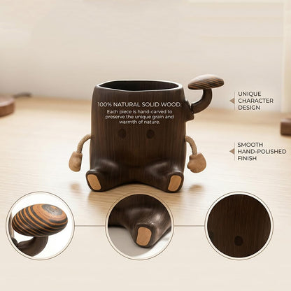 Wood2Play Handmade Stump Pen Holder, Wooden Desk Organizer, Stationery Box, Wood Pen Cup, Desktop Decor Gift, Office School Supplies Storage