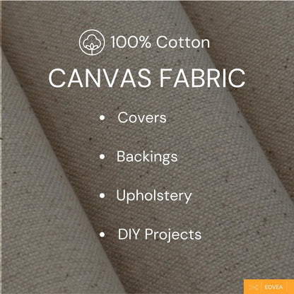 Eovea | Canvas Fabric | Cotton Duck | 100% Cotton | 12oz Extra Heavy | 60" Wide | Heavy Duty, Outdoor Covers, Industrial, Upholstery, Drop Cloths(12oz, 1 Yard)