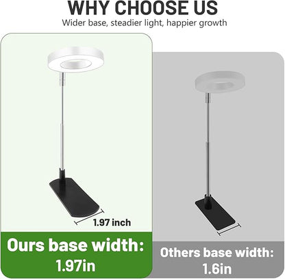 LBW Grow Light for Indoor Plants, Full Spectrum Plant Light with Base, Height Adjustable Plant Growing Lamp with Auto On/Off Timer 6/8/12/16H, 3 Colors,5 Dimmable Brightness, for Small Plants, White