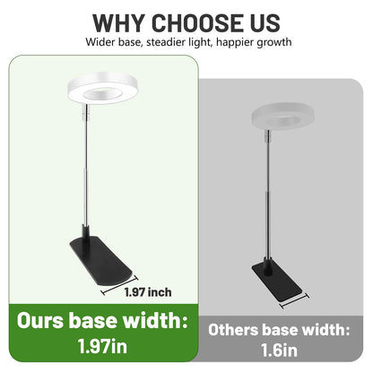 LBW Grow Light for Indoor Plants, Height Adjustable Plant Grow Lamp with Auto On/Off Timer 6/8/12/16H, 3 Colors,5 Dimmable Brightness, for Small Plants, White, 2 Packs