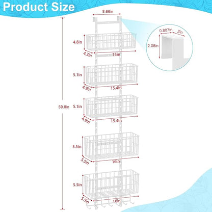 Adjustable Over The Door Organizer, Metal Hanging Door Organizer