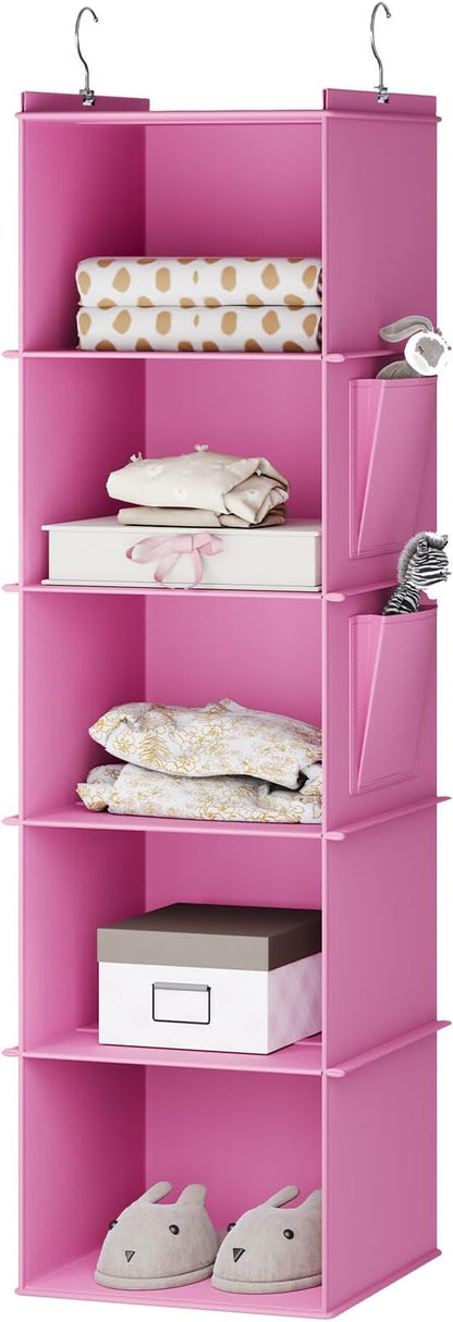 YOUDENOVA Hanging Closet Organizer, 5-Shelf Closet Hanging Storage Shelves