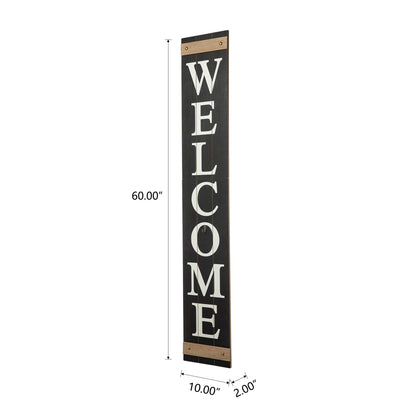 Glitzhome 5ft H Wooden Welcome Sign with 4 Interchangeable Wreaths - Spring/Patriotic/Fall/Christmas Floral Wreaths, Farmhouse Hang/Lean Wall Decor for Front Door, Porch, Yard - Solid Wood, Style3