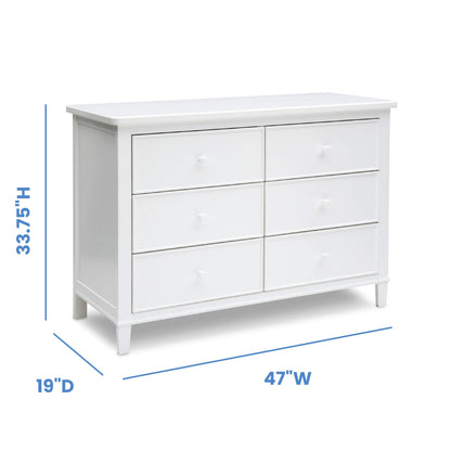Delta Children Haven 6 Drawer Dresser with Interlocking Drawers - Greenguard Gold Certified, White