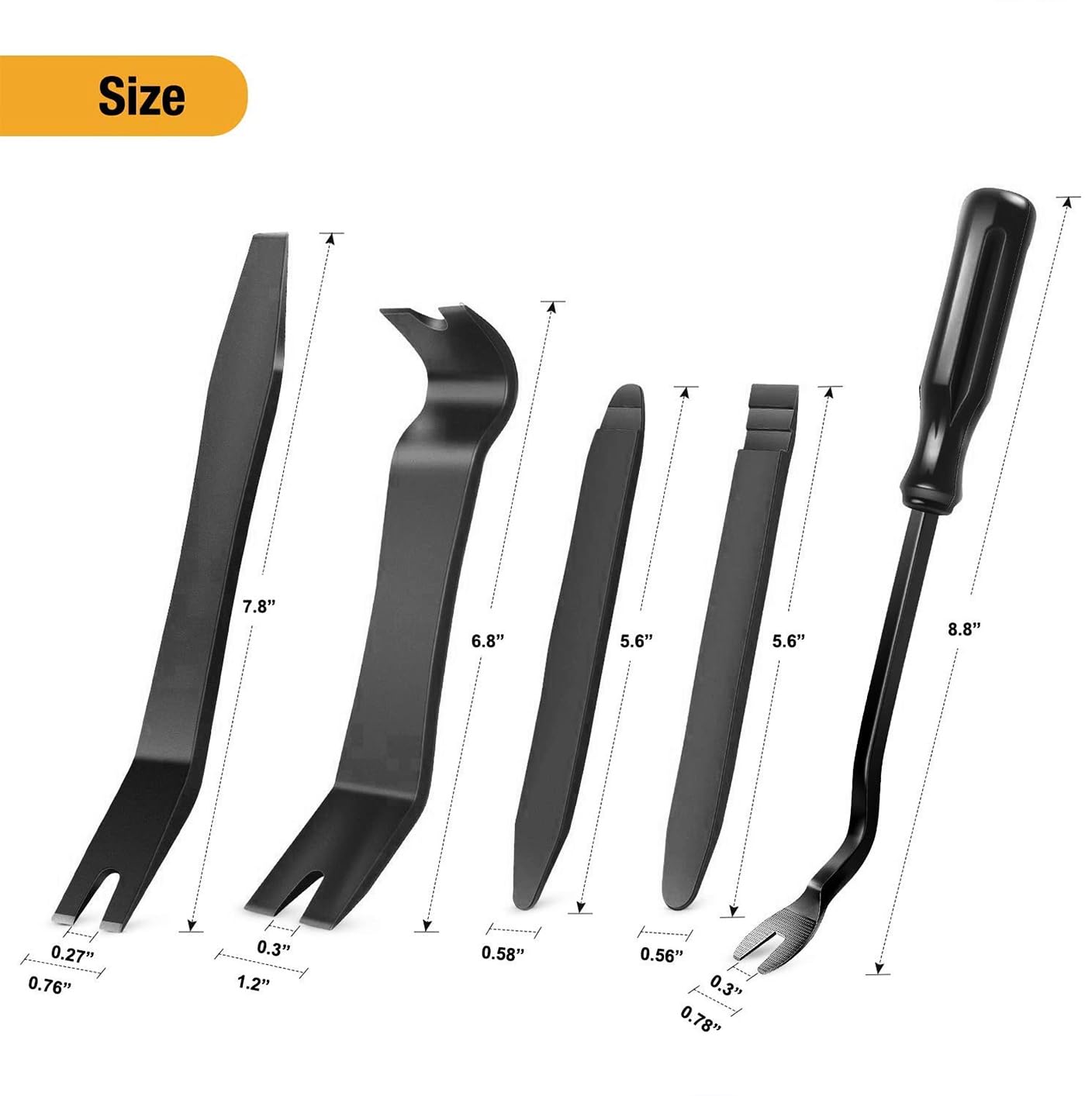 GOOACC 5 PCS Nylon Auto Trim Removal Tool Kit No-Scratch Removal Tool Kit for Car Clip Panel & Audio Dashboard Dismantle Black