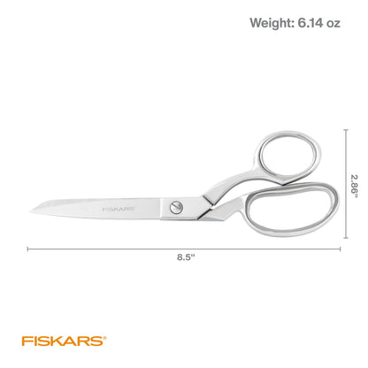 Fiskars Forged Scissors - 8" Stainless Steel - Paper and Fabric Scissors for Office, Arts, and Crafts - Silver