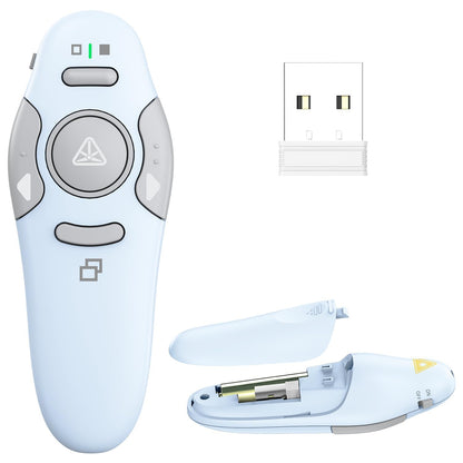 QUI Presentation Clicker Wireless Presenter Remote Clicker for PowerPoint Presentation Remote, PowerPoint Slide Advancer for Mac/Windows/Linux, Google Slide/PPT/Keynote, USB A, Blue