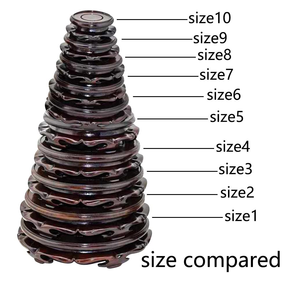 EIGXIANHAI Oriental Furniture Wooden Display Stand Base Lotus Pedestal Vase Base Table Lamp Teapot Base Black Catalpa Furniture Stable Home Decoration Size6 (4.37x1.38in)