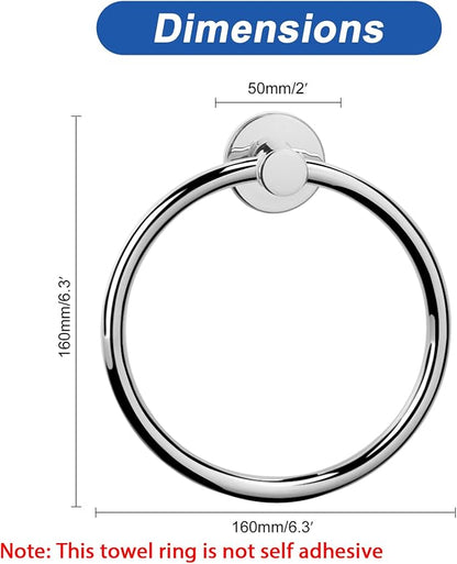 NearMoon Bath Towel Ring, Bathroom Hardware Accessories-Thicken Stainless Steel Hand Towel Holder for Bathroom, Modern Round Towel Hanger Wall Mounted (Chrome, 5 Pack)