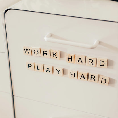 Stiles 100 Piece Magnetic Wooden Letter Tiles - Alphabet Magnets for Whiteboards, Refrigerators & Magnetic Letter Boards - Changeable Letters for Craft & Announcements, Grey