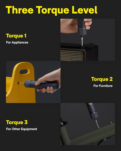 HOTO 18-Piece Tool Kit, Electric Screwdriver w/LED, 3 Torque, 10 Bits, Basic Home Tool Kit - Compact & Portable w/Hidden Buckle, Home Repair Set for DIY Projects/Dorm Repairs/Assembling