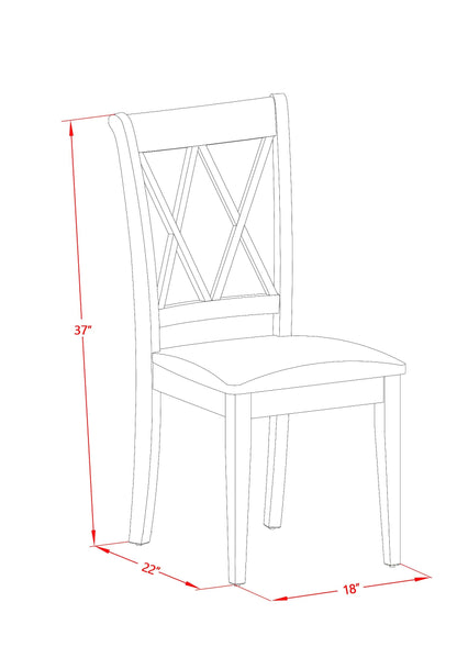 East West Furniture CLC-BLK-W Clarksville Dining Chairs - Double Cross Back Wooden Seat Chairs, Set of 2, Black