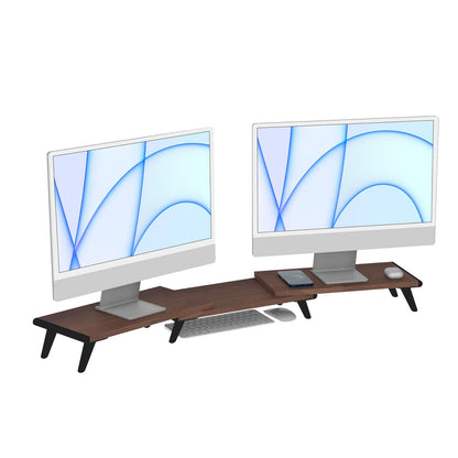loukin 17.32"*9.84" Dual Monitor Stand Riser for Desk (Brown) | 32"x14" Erasable Dry Erase Desk Mat
