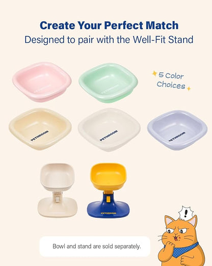 PETHROOM Well Fit Dog Bowl – Durable Ceramic Cat & Dog Food Bowl, Stable & Non-Slip, Easy to Clean, 6.2 × 6.2 × 2.0 in, Lavender