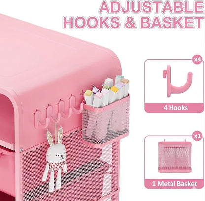 SYKIARIOL Pink Nightstand, Cute End Table with Storage Drawer, Kids Nightstand for Bedroom Furniture, Bedside Table Small Desk Coffee Table for Living Room, Dorm, Office