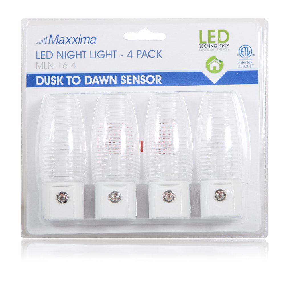 Maxxima MLN-16 LED Plug in Night Light - Features Auto Dusk to Dawn Sensor, 5000K Daylight, 5 Lumens, Ideal for Bedrooms, Bathrooms, and Hallways - 6 Pack