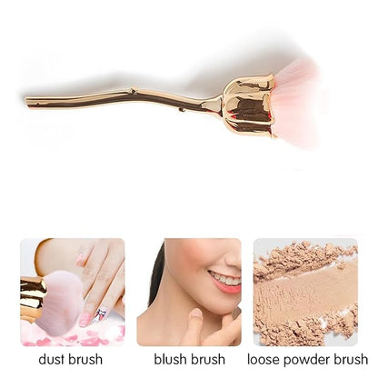 4 Pcs Nail Art Dust Powder Remover Cleaner Brush，Rose Nail Art Powder Dust