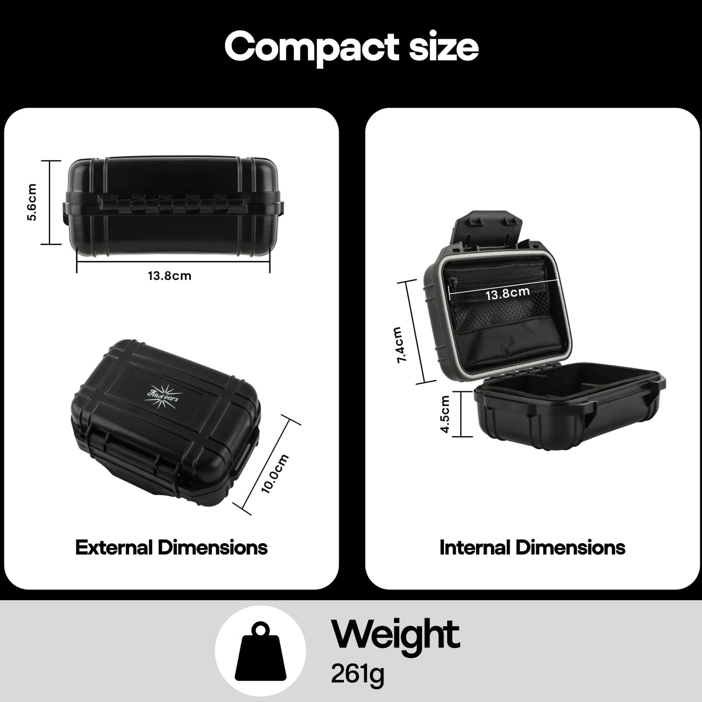 Linsoul Kiwi Ears SONICAP Waterproof Earbud Case,Hard Protective IEM Storage Box with EVA Lining,Hard Carrying Bag for Headphones,Earphone,Travel Carrying Case Fit for ZS10 Pro,Zero:2,EW300 (Black)