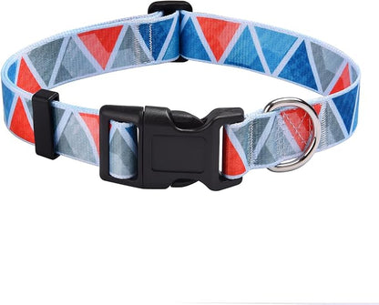 MarukoPet Dog Collar, Adjustable for Small Medium Large Dogs Puppy, Cute Design with Bohemia Floral Tribal Geometric Patterns Boys Girls Dog Collar(Impression Triangle-M)