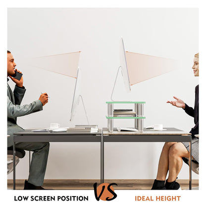 2 Pack Computer Monitor Riser with Height Adjustable Multi Media Desktop Stand for Flat Screen LCD LED TV, Laptop/Notebook/Xbox One,HD01T-201
