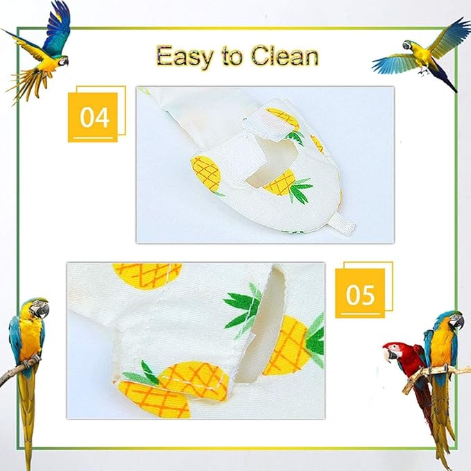 Diaper Flight Suite Liners for Birds Protective Nappy with Waterproof Inner Layer Cute Urine Wet Suit for Parrot Macaw African Budgies Conure Monk Parakeet (M,Yellow)