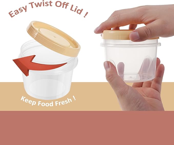 Screw Top Containers for Food 16 Oz, 30 Pack, 2 Cup Storage Containers with Lid, Reusable Twist Top Containers Twist Lock Stackable Round Twist Cap Plastic Freezer Container for Soup, 5-Color