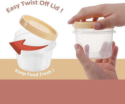 16 Oz Plastic Containers with Lids, 15 Pack Overnight Oats Containers with Lids, Stackable Reusable Twist Screw Top 2-Cup Freezer Storage Container for Food Soup Jello Sauce, Yellow/Green/Red Ocher