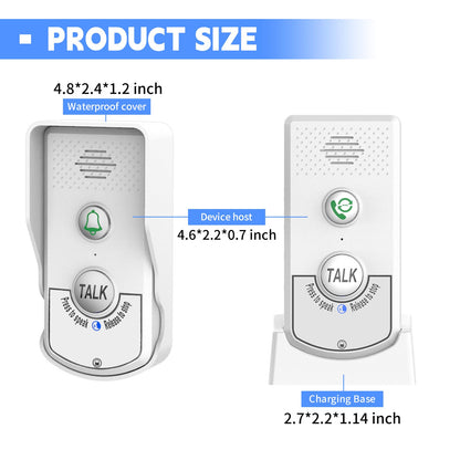 Doorbell Intercoms System for Home, 2 Way Room to Room Door Intercom Wireless with Long-Lasting Rechargeable System, Communication Devices for House Office Classroom with FCC/CE Certified