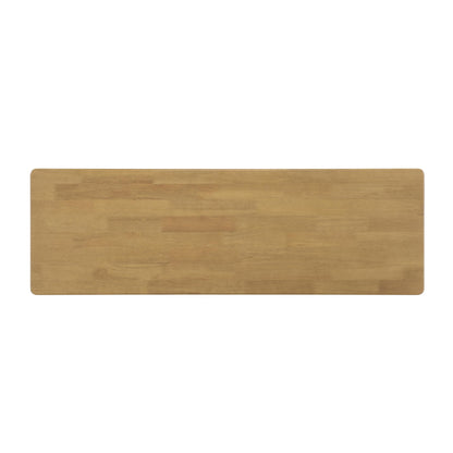 Merax Rustic Wooden Rectangular Kitchen Bench with Rattan Accents Legs, Farmhouse 59.06''L Dinning Bench for Living Room, Kitchen, Dining Room,300 lbs Capacity, Natural