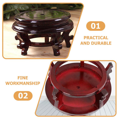Vaguelly Wooden Plant Stand 6.3 Inch Indoor Flower Pot Holder Oriental Display Base for Succulents Vase Fishbowl Riser