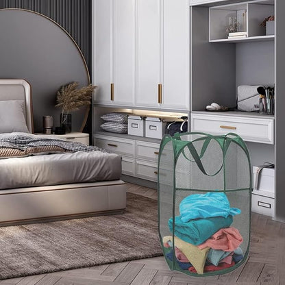 Pop Up Laundry Basket, Collapsible Mesh Laundry Hamper, Vertical Popup Hamper