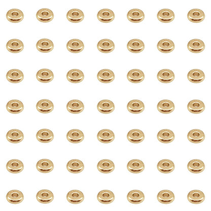 INSPIRELLE 100pcs Heishi Beads 6mm Long-Lasting Disc Brass Rondelle Spacer Beads Pale Gold Plated Flat Round Shape Jewelry Metal Spacers for Bracelet Necklace Jewelry Making