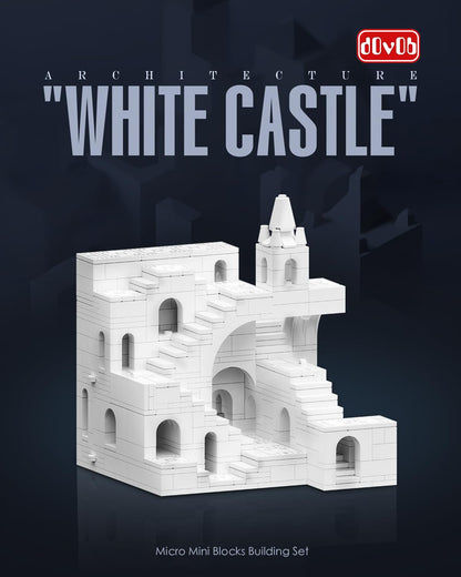 dOvOb 668PCS White Castle Building Blocks, Architectural Model Kit for Adults, Transformable & Collectible Display Set, Challenging Construction Toy for Teens and Adults