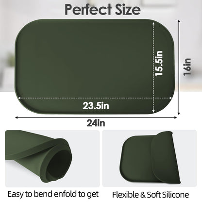 TOHONFOO Silicone Coffee Mat with Lip, 19.7'' x 15'' Heavy Duty Bar Mat, Coffee Tray for Countertop Fit Under Machine Pot Espresso Machine, Grey