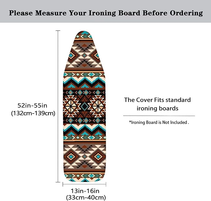 Africa Ethnic Pattern Ironing Board Cover Standard Size 15x54 inch, Hook and