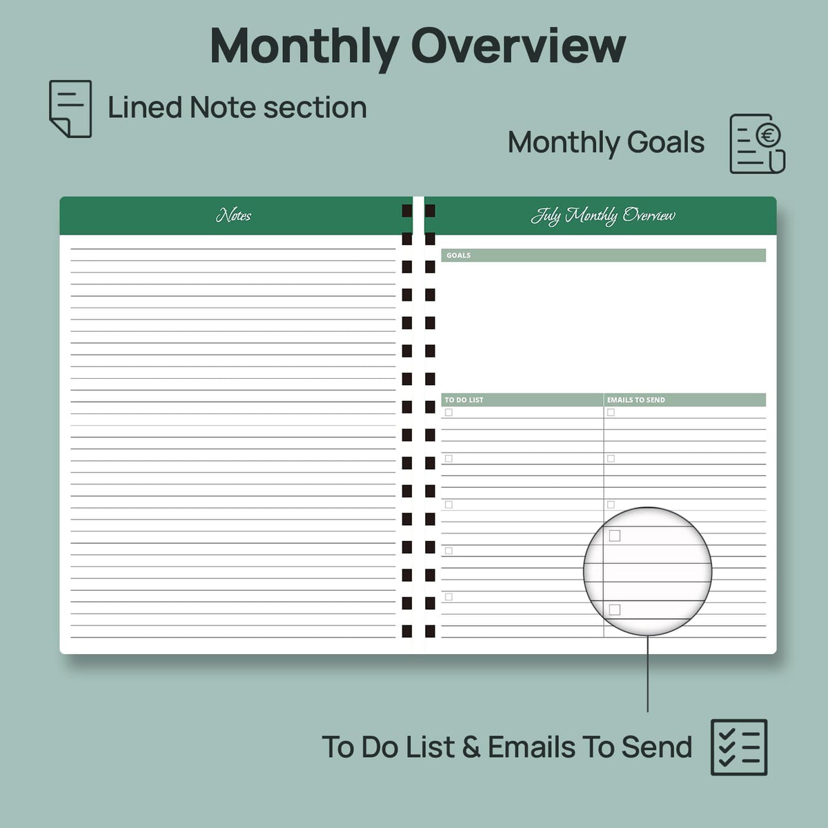 POPRUN Teacher Lesson Planner 2026-2027, (Letter Size - 8.5'' x 11'') Academic Planner July 2026 - June 2027 with Gradebook & Color Monthly Tabs, Thick Paper, 2-Sided Pocket, Leather Cover, Evergreen