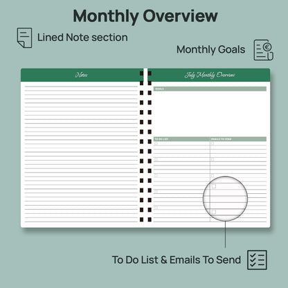 POPRUN Teacher Lesson Planner 2026-2027, (Letter Size - 8.5'' x 11'') Academic Planner July 2026 - June 2027 with Gradebook & Color Monthly Tabs, Thick Paper, 2-Sided Pocket, Leather Cover, Evergreen