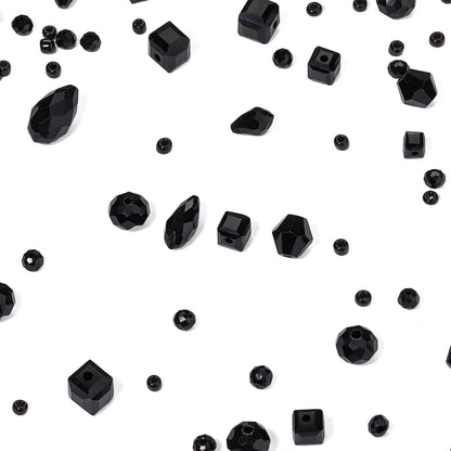 Song Xi 1500PCS Glass Beads for Jewelry Making, Assorted Faceted Crystal Beads Kit for Bracelet Earring Necklace, for DIY Clear and Iridescent Christmas Gift (Black) ﻿ ﻿