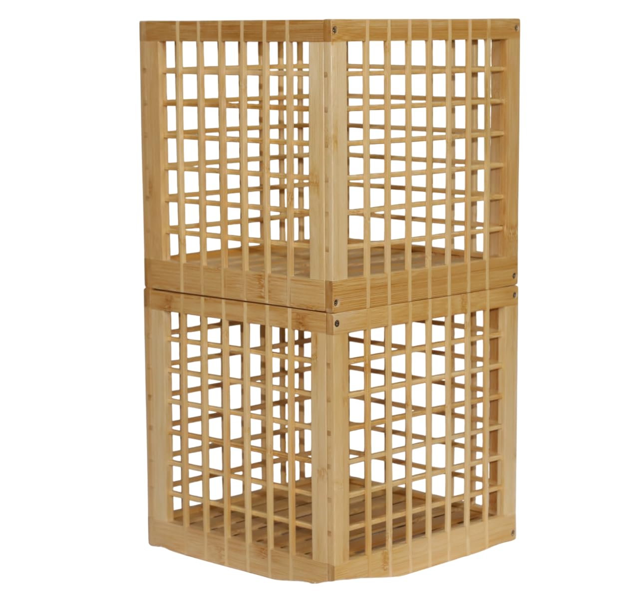 altCooking Hub Bamboo Stackable, Cube Storage Bins - Lattice Design 2 Pack (10.5x10.5x10.5)