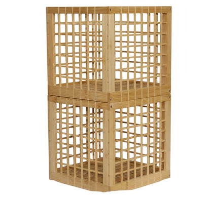 altCooking Hub Bamboo Stackable, Cube Storage Bins - Lattice Design 2 Pack (10.5x10.5x10.5)