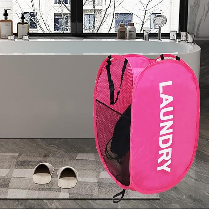 Larpur Pop Up Laundry Baskets, 2 Pack Mesh Laundry Hampers Collapsible Clothes