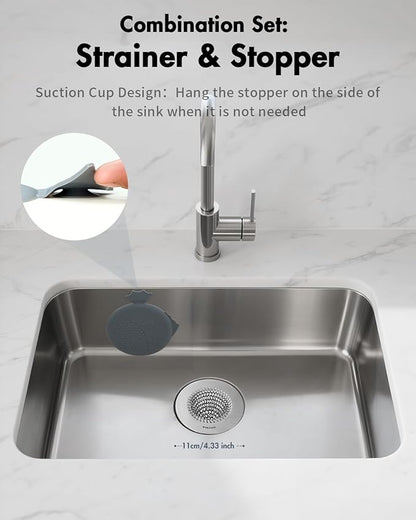 Sink Strainer with Stopper, Wokdada Revolutionary Clog-Free Food Catcher