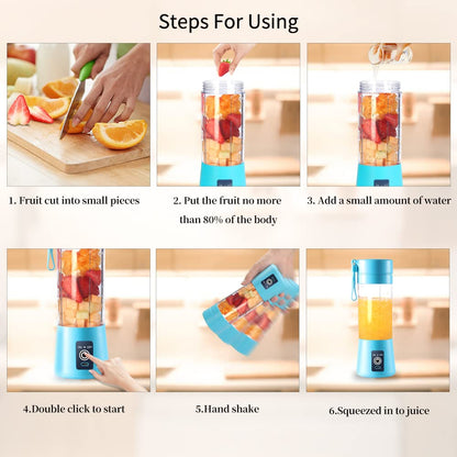 Portable Blender Cup,Electric USB Juicer Blender,Portable Juicer For Shakes and Smoothies, juice,380ml, Six Blades Great for Mixing,light purple