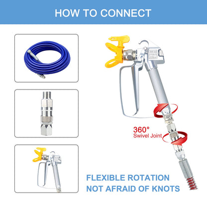 Sprayer Joint 360 Degrees Rotate Stainless Steel Airless High Pressure Spray Gun Hose Swivel Joint Connector Accessories for Paint Sprayers & Hose (1/4inch)