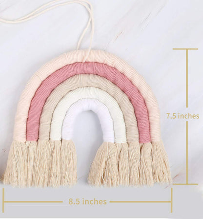 ZWA Rainbow Wall Hanging - Handmade Macrame Wall Art for Nursery & Kids Room Decor